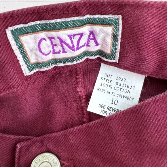 CENZA Vintage Y2K 90s High Rise Waist Burgundy Maroon Red Mom Denim Jeans 10 - Picture 3 of 4